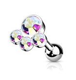 Piercing Barbell mit 4 Zirkonia