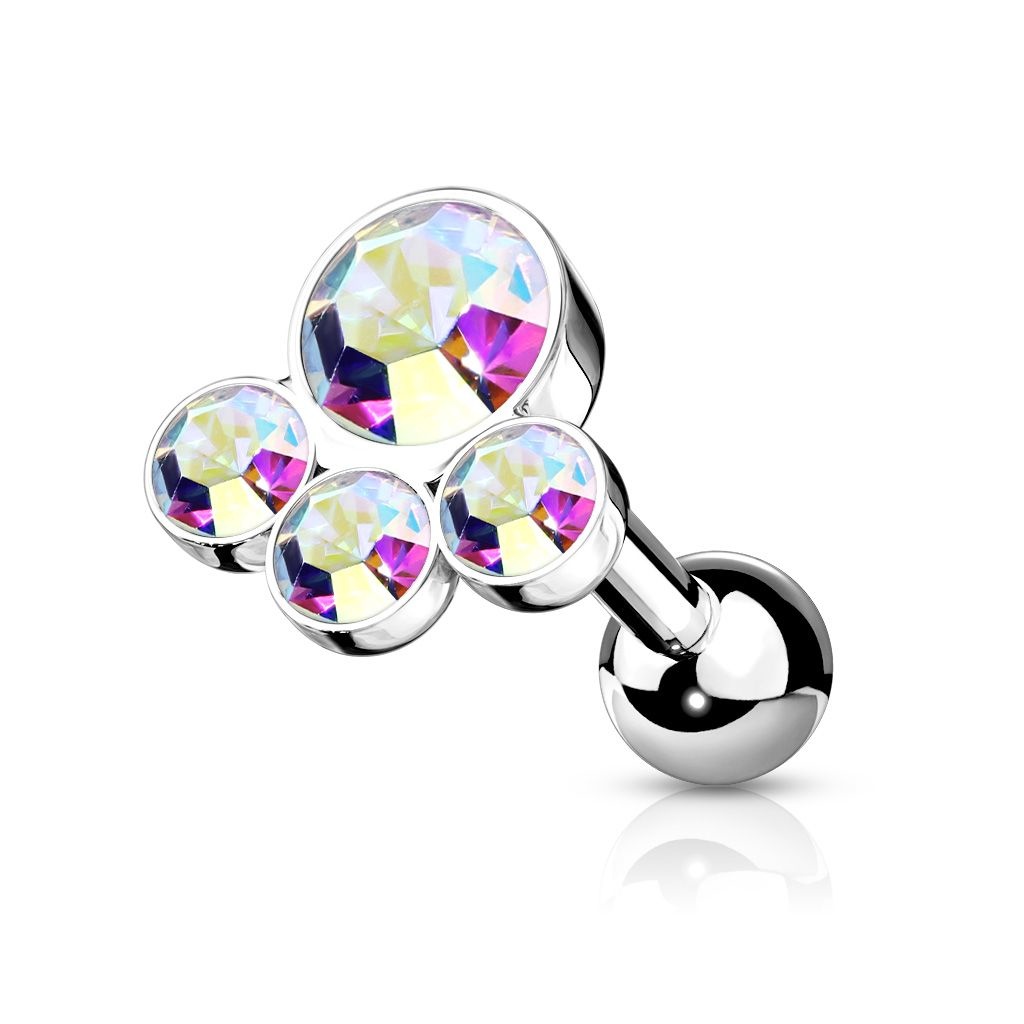 Piercing Barbell mit 4 Zirkonia