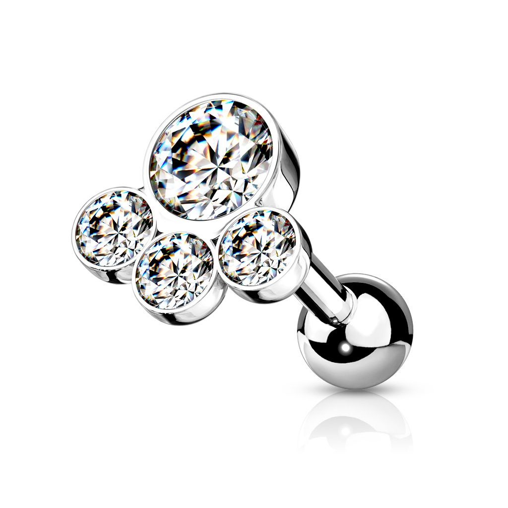 Piercing Barbell mit 4 Zirkonia