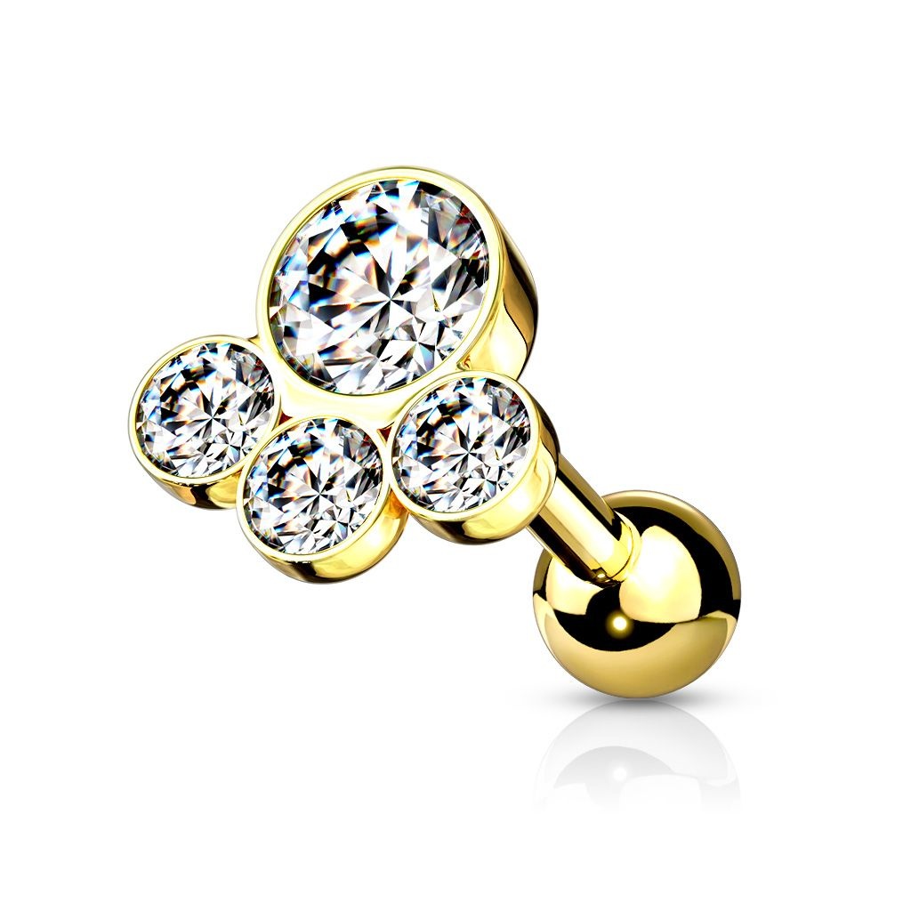 Piercing Barbell mit 4 Zirkonia