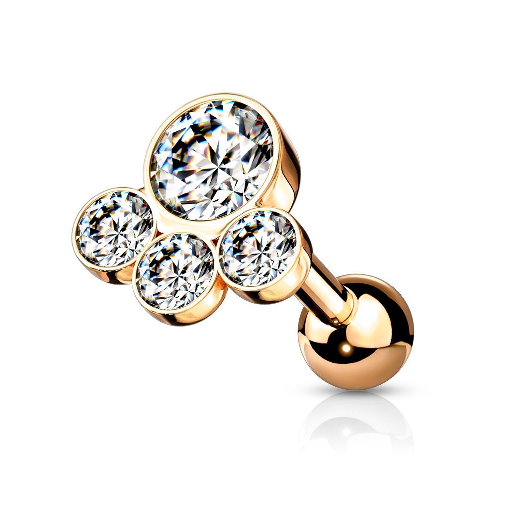 Piercing Barbell mit 4 Zirkonia