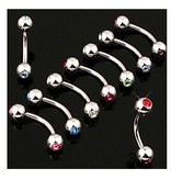 Augenbrauen Piercing mit Stein - 12 Farben