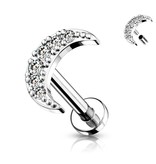Labret Stecker mit Halbmond & Kristallsteinchen