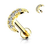 Labret Stecker mit Halbmond & Kristallsteinchen