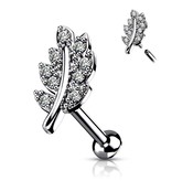 Labret Piercing Blatt mit Zirkonia-Steinchen