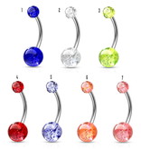 Bauchnabel Piercing Glitterball - 7 Farben bestellbar