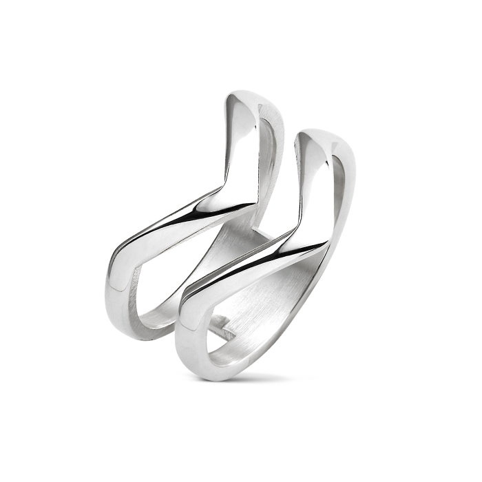 Edelstahl Damenring  2reihig