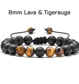 8 mm Armband Lavastein mit Tigerauge