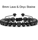 8 mm Armband Lavastein & Onxy Kugeln