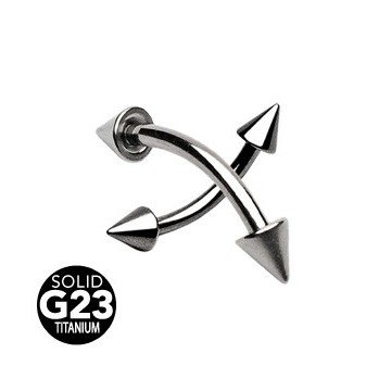 Titanium Augenbrauenpiercing mit Kegel