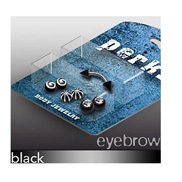 Piercing Set für Augenbrauen schwarz