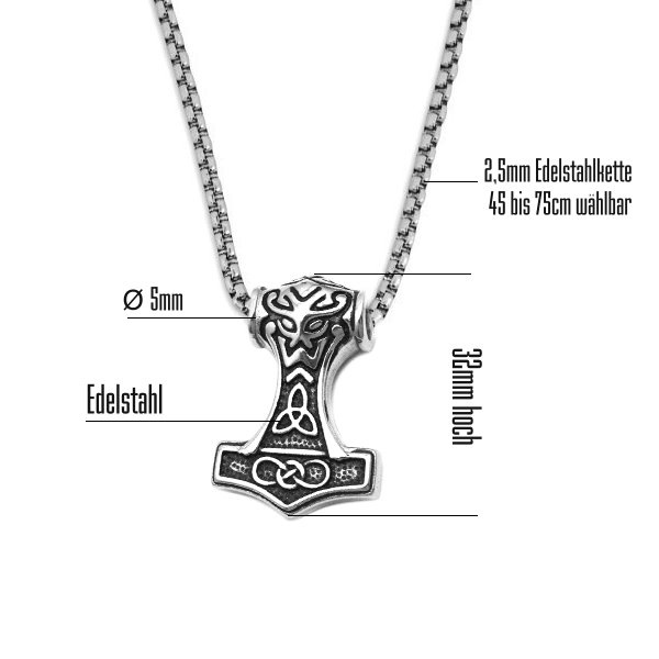 Kraftvoller Mjölnir aus hochwertigem Edelstahl