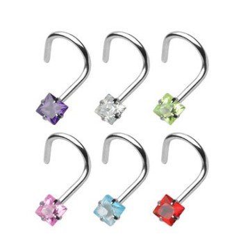 Gebogenes Nasenpiercing - 6 Farben wählbar