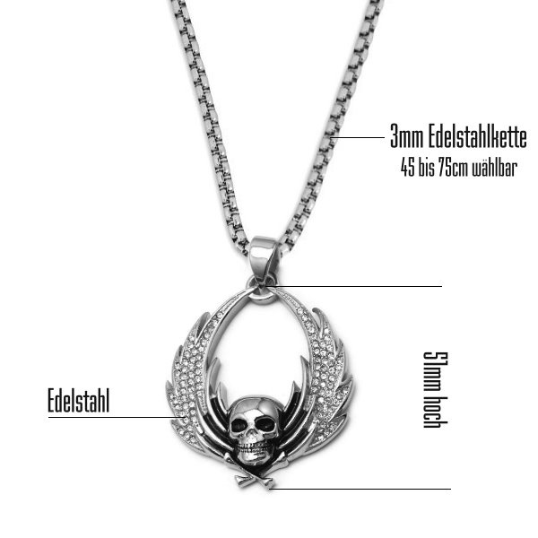 Anhänger Totenkopf mit Flügel