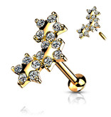 Labret Piercing mit 3 Sternen & Kristallsteinchen – Chirurgenstahl