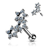 Labret Piercing mit 3 Sternen & Kristallsteinchen – Chirurgenstahl
