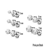 Edelstahl Ohrstecker mit rundem Kristall-Zirkonia – 3 bis 7 mm