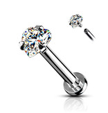 Labret Stecker mit Zirkonia-Herz – Innengewinde