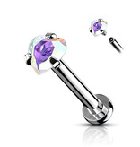 Labret Stecker mit Zirkonia-Herz – Innengewinde