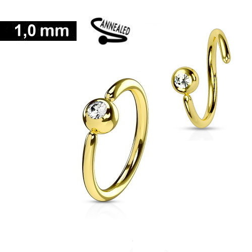 Goldfärbiger 1,0 mm Piercing Ring - Aufbiegbar