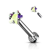 Labret Stecker Stern mit Kristallstein – Chirurgenstahl