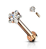 Labret Stecker Stern mit Kristallstein – Chirurgenstahl