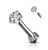 Labret Stecker Stern mit Kristallstein – Chirurgenstahl