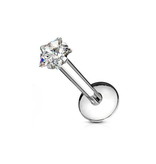 Labret Piercing Stern mit Kristall-Zirkonia