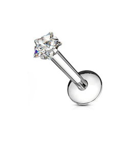 Labret Piercing Stern mit Kristall-Zirkonia – Innengewinde | Chirurgenstahl 316L | 1,2 mm | 6 mm oder 8 mm