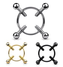 Fake Brustwarzenpiercing mit Schrauben – Nippelklemme aus Chirurgenstahl 316L | Schwarz, Gold & Silber