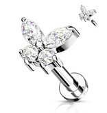 Labret Stecker Schmetterling mit Zirkoniastein