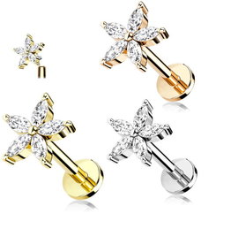 1,2 x 6 | 8 mm Piercing Stecker Blume