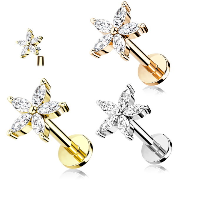 1,2 x 6 | 8 mm Piercing Stecker Blume