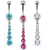 Langes Bauchnabelpiercing mit Zirkoniasteine