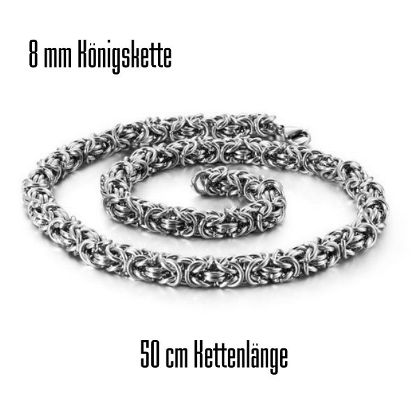 8mm silberfärbige Königskette  aus Edelstahl