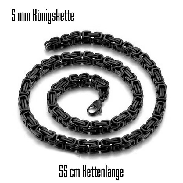 5 mm Königskette Edelstahl schwarz