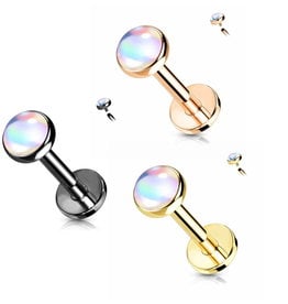 Labret Piercing mit schimmerndem Stein – Innengewinde | Chirurgenstahl 316L | 1,2 mm | 6 mm oder 8 mm | Gold, Schwarz & Roségold