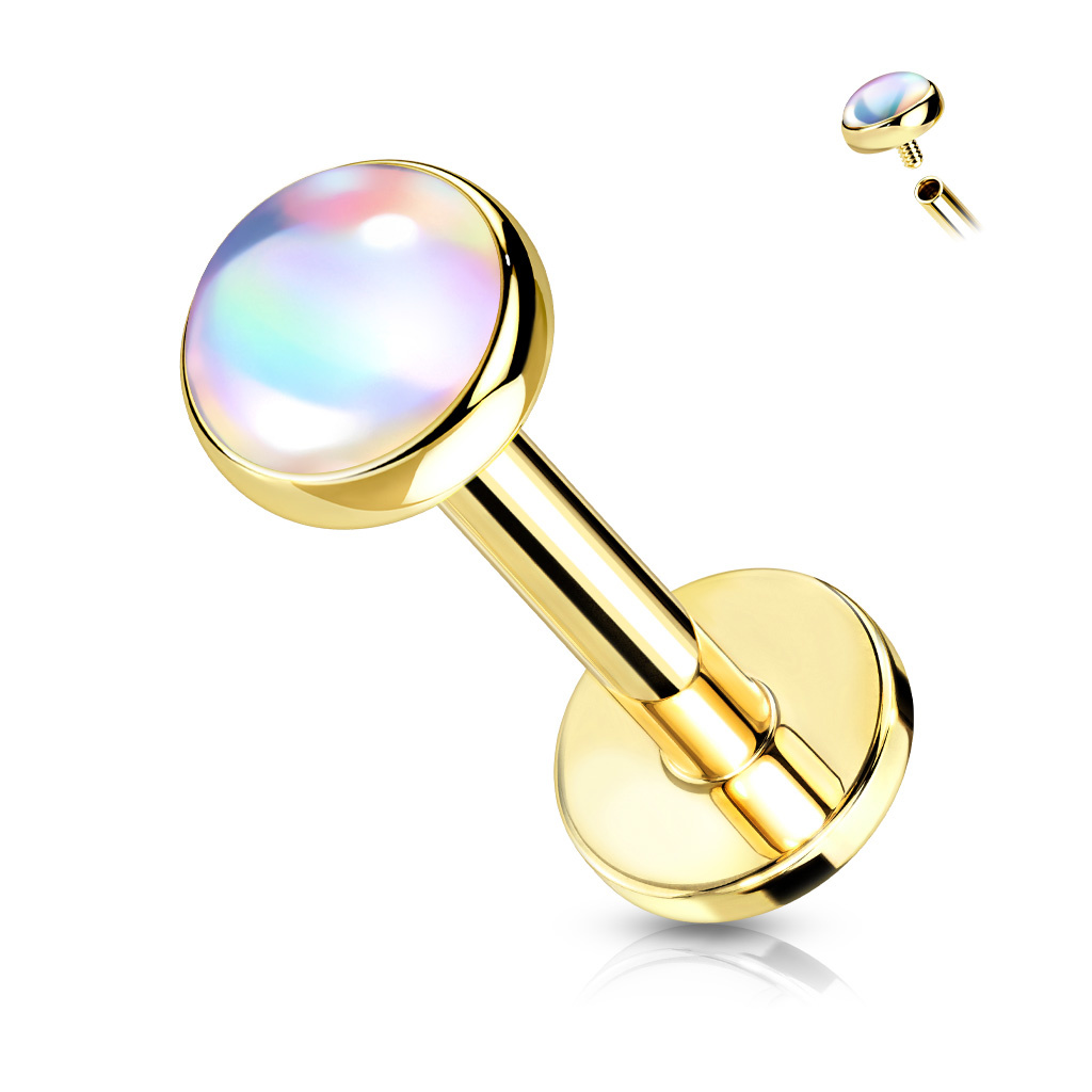 Labret Piercing mit schimmerndem Stein