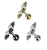 Barbell Piercing mit 2 Zirkonia – Chirurgenstahl