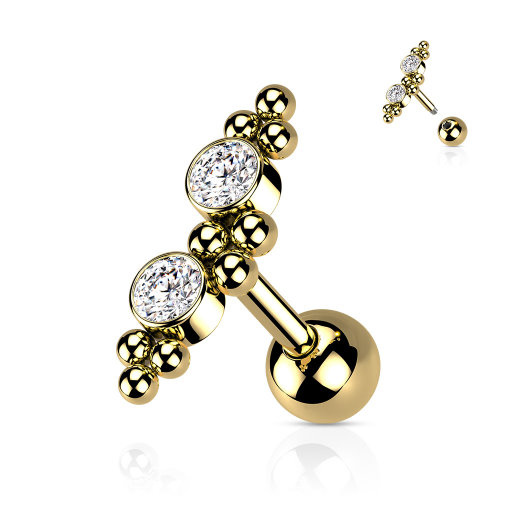 Barbell Piercing mit 2 Zirkonia – Chirurgenstahl