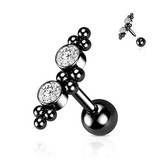 Barbell Piercing mit 2 Zirkonia – Chirurgenstahl