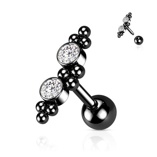 Barbell Piercing mit 2 Zirkonia – Chirurgenstahl