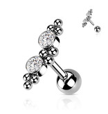 Barbell Piercing mit 2 Zirkonia – Chirurgenstahl