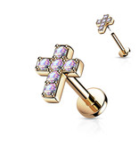 Labret Stecker Kreuz mit Zirkonia