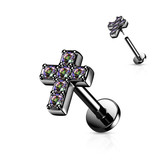 Labret Stecker Kreuz mit Zirkonia