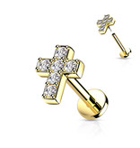 Labret Stecker Kreuz mit Zirkonia