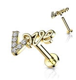 Labret Stecker LOVE mit Kristallsteinchen