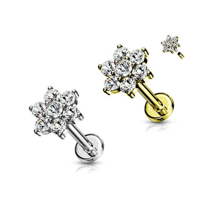 Ohr Stecker Labret Blume – Innengewinde