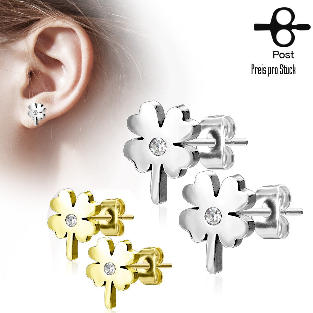 Ohrstecker Kleeblatt aus Edelstahl