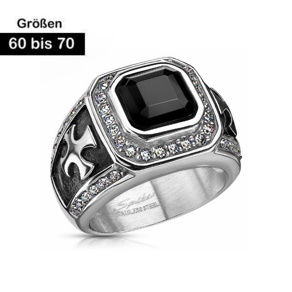 Männer Ring Edelstahl Onyx